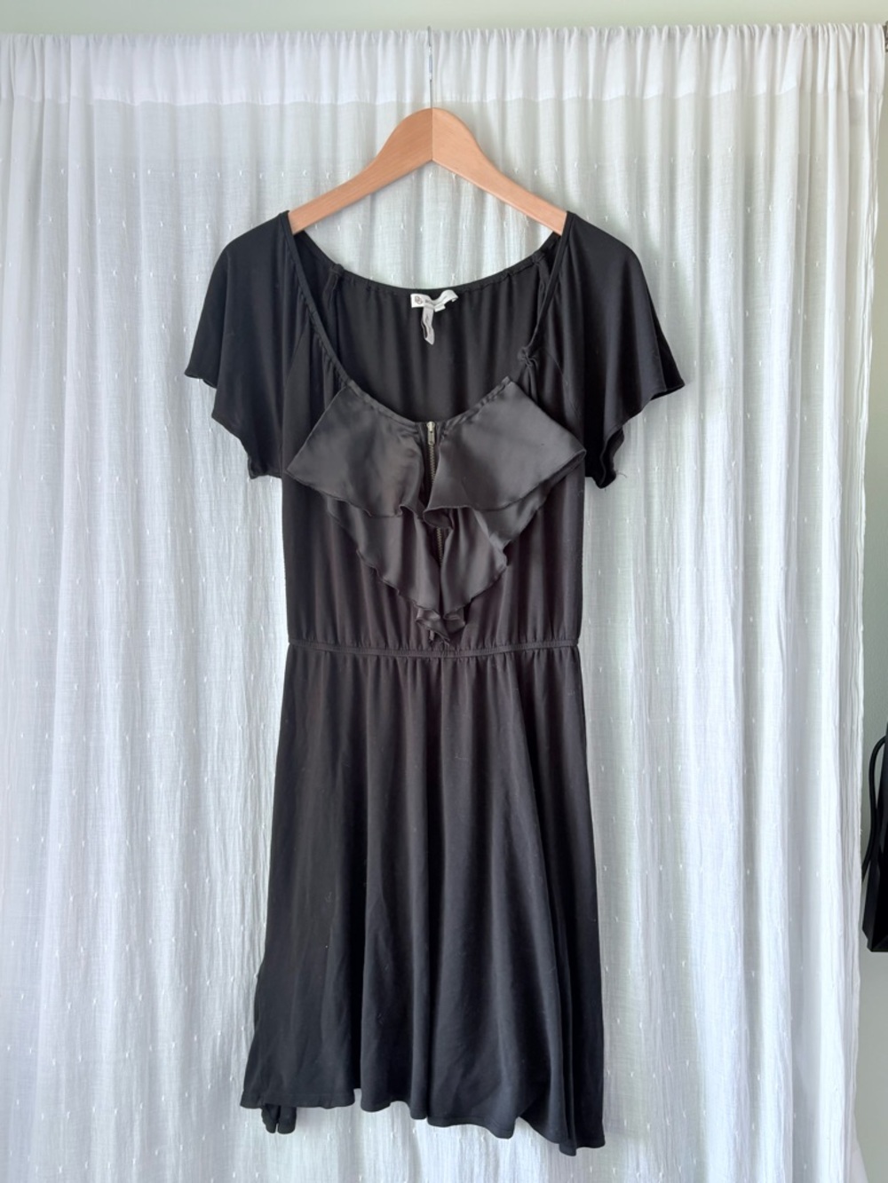 BCBGeneration Black Ruffle-Front Mini Dress